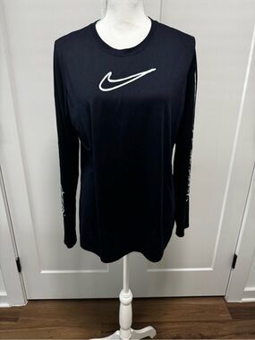 Nike Dark Blue Long Sleeve Top with Light Blue Swoosh